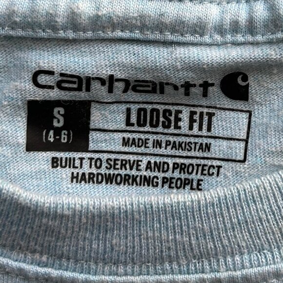 Carhartt Loose Fit Light Blue Front Pocket T Shirt Size Small - Picture 4 of 7